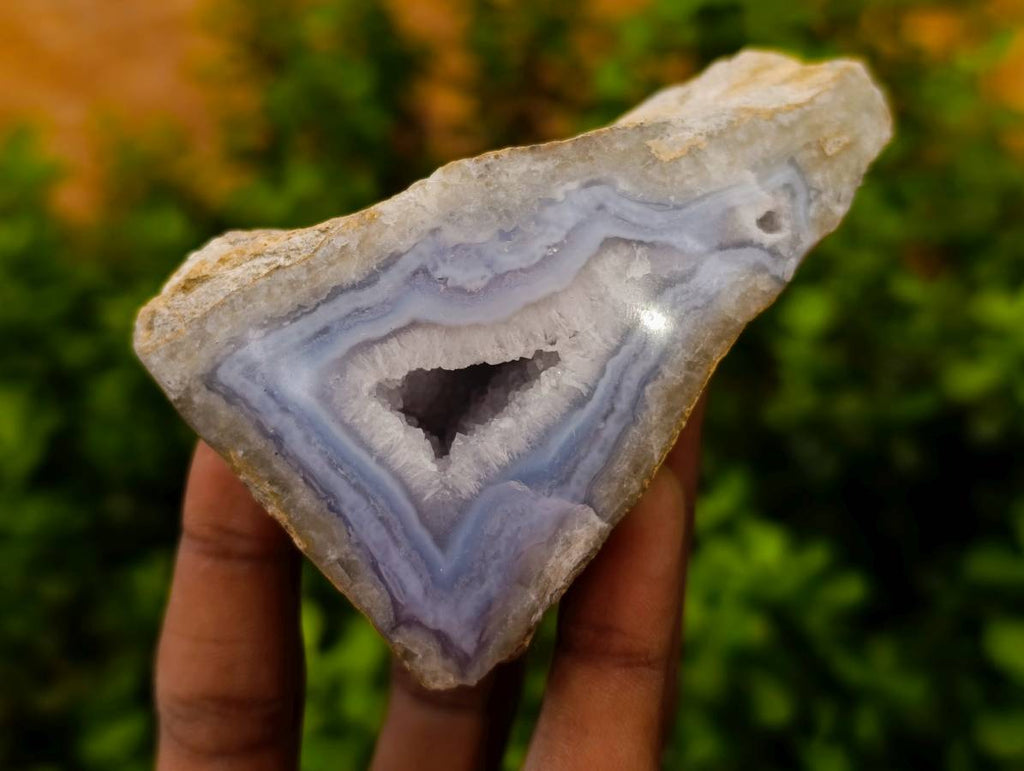 Polished On One Side Blue Lace Agate x 6 From Nsanje, Malawi - Toprock Gemstones and Minerals 