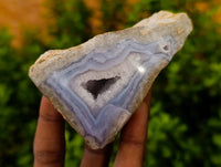 Polished On One Side Blue Lace Agate x 6 From Nsanje, Malawi