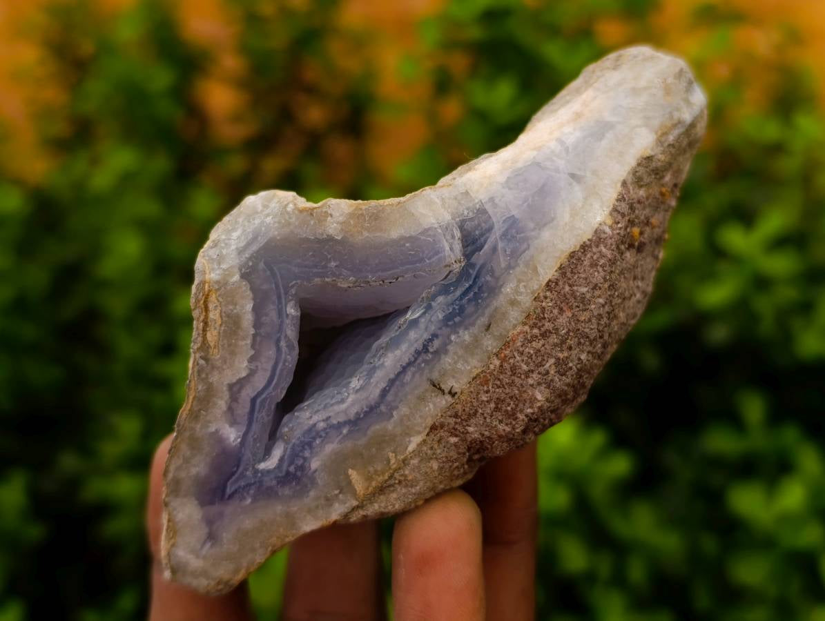 Polished On One Side Blue Lace Agate x 6 From Nsanje, Malawi - Toprock Gemstones and Minerals 