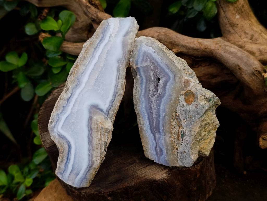 Polished On One Side Blue Lace Agate x 6 From Nsanje, Malawi - Toprock Gemstones and Minerals 