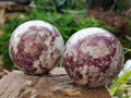 Polished Rubellite Pink Tourmaline Spheres x 2 From Ambatondrazaka, Madagascar - Toprock Gemstones and Minerals 