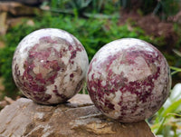 Polished Rubellite Pink Tourmaline Spheres x 2 From Ambatondrazaka, Madagascar