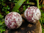 Polished Rubellite Pink Tourmaline Spheres x 2 From Ambatondrazaka, Madagascar - Toprock Gemstones and Minerals 