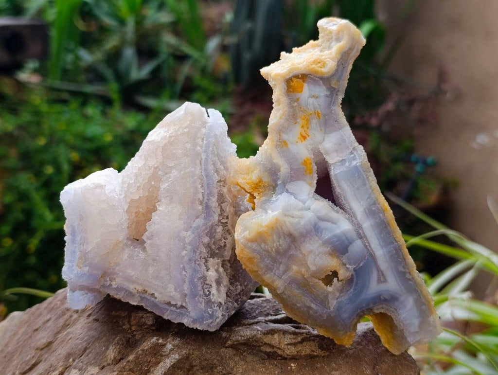 Natural Etched Blue Chalcedony Geodes x 6 From Nsanje, Malawi - Toprock Gemstones and Minerals 