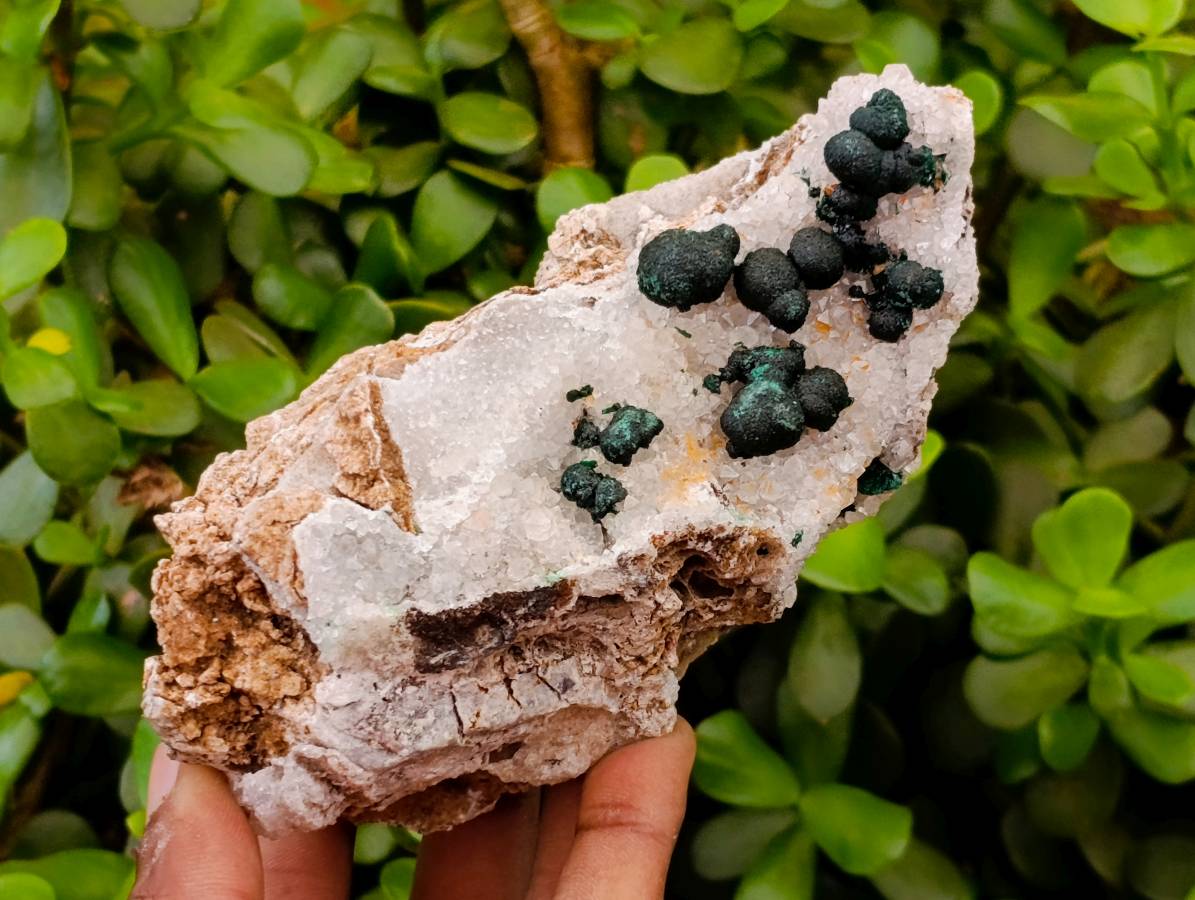 Natural Ball Malachite and Drusy Quartz On Dolomite Matrix Specimens x 3 From Kambove, Congo - Toprock Gemstones and Minerals 