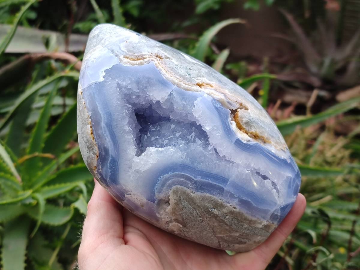 Polished Blue Lace Agate Standing Free Forms x 1 From Nsanje, Malawi - Toprock Gemstones and Minerals 