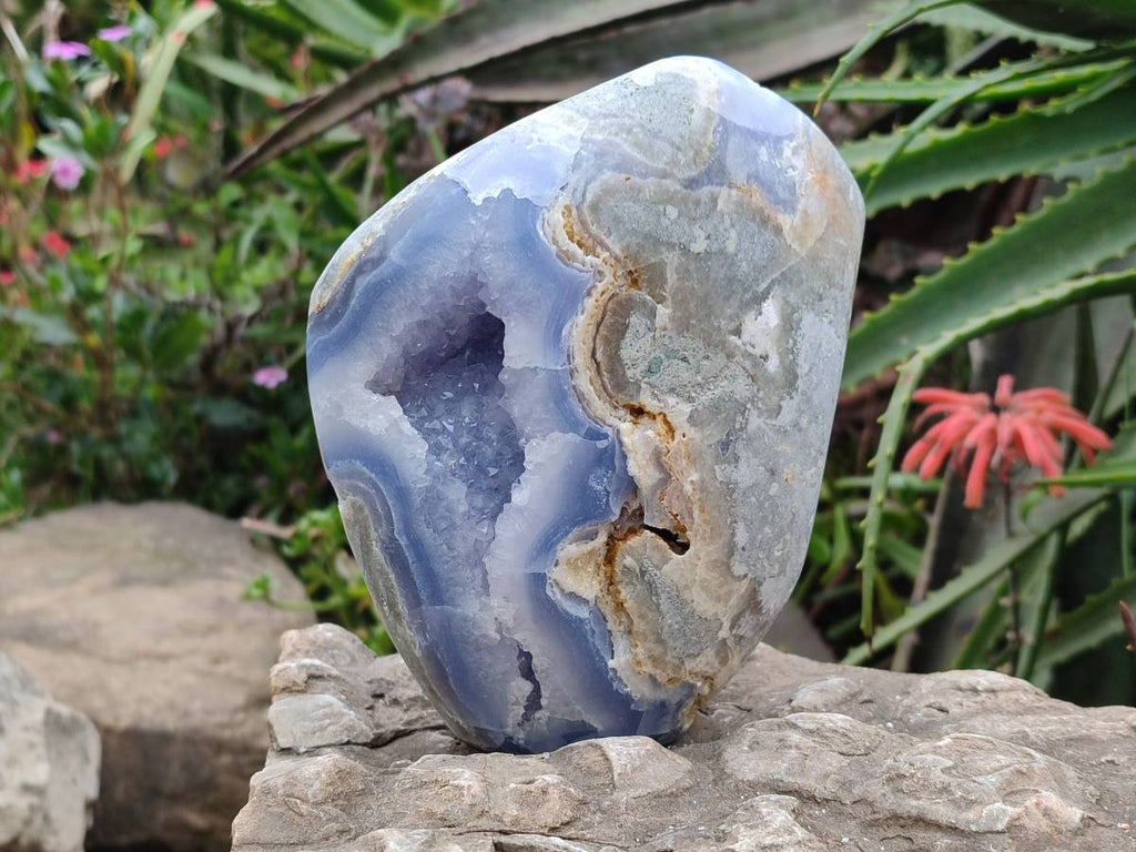 Polished Blue Lace Agate Standing Free Forms x 1 From Nsanje, Malawi - Toprock Gemstones and Minerals 