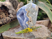 Polished Blue Lace Agate Standing Free Forms x 1 From Nsanje, Malawi