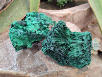 Natural Silky Malachite Specimens x 3 From Kasompe, Congo