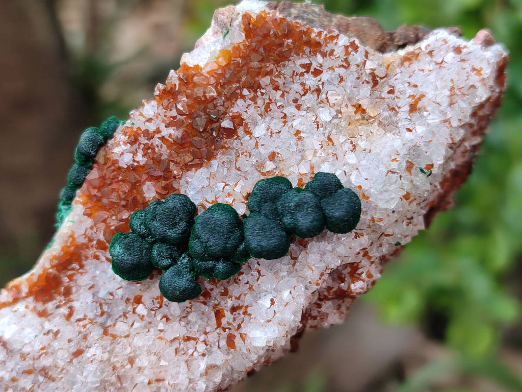 Natural Ball Malachite and Drusy Quartz On Dolomite Matrix Specimens x 6 From Kambove, Congo - Toprock Gemstones and Minerals 