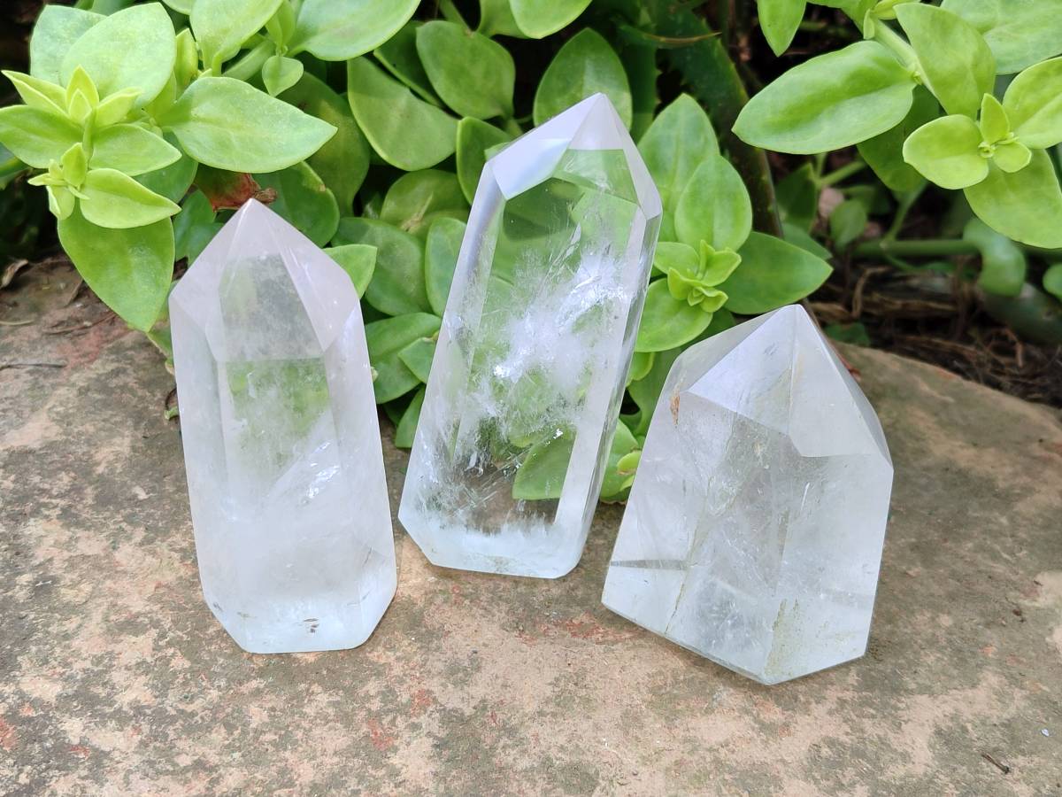 Polished Clear Quartz Crystals x 6 From Madagascar - Toprock Gemstones and Minerals 