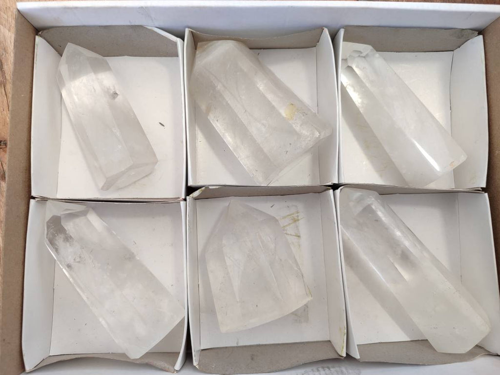 Polished Clear Quartz Crystals x 6 From Madagascar - Toprock Gemstones and Minerals 