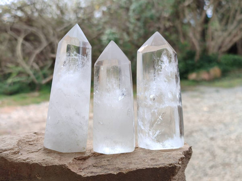 Polished Clear Quartz Crystals x 6 From Madagascar - Toprock Gemstones and Minerals 