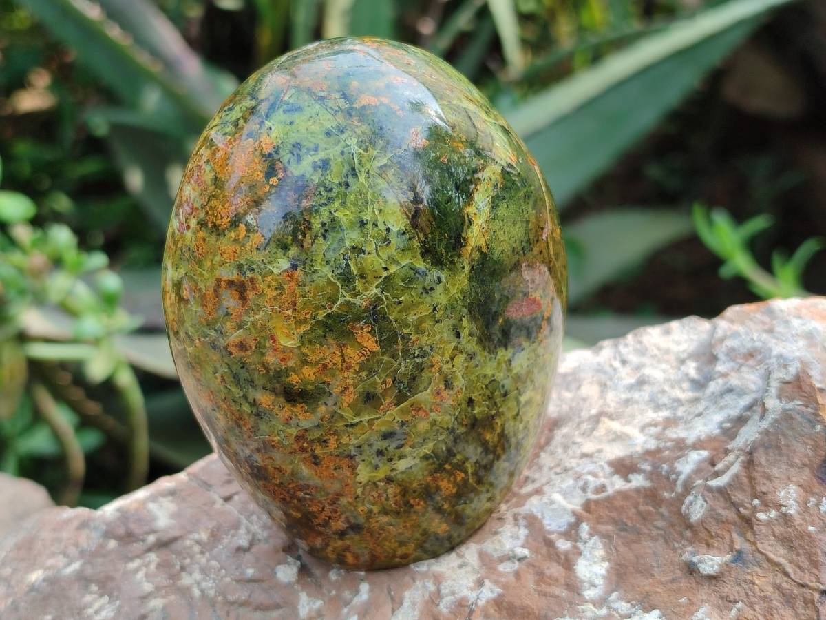 Polished Green Opal Standing Free Forms x 3 From Antsirabe, Madagascar - Toprock Gemstones and Minerals 