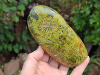 Polished Green Opal Standing Free Forms x 3 From Antsirabe, Madagascar