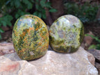 Polished Green Opal Standing Free Forms x 3 From Antsirabe, Madagascar - Toprock Gemstones and Minerals 