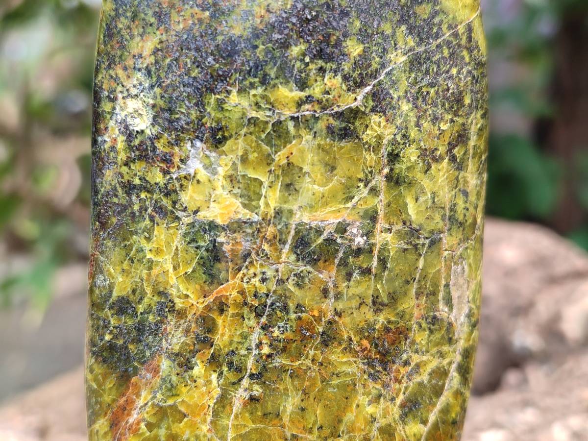 Polished Green Opal Standing Free Forms x 3 From Antsirabe, Madagascar - Toprock Gemstones and Minerals 