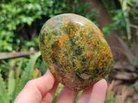 Polished Green Opal Standing Free Forms x 3 From Antsirabe, Madagascar