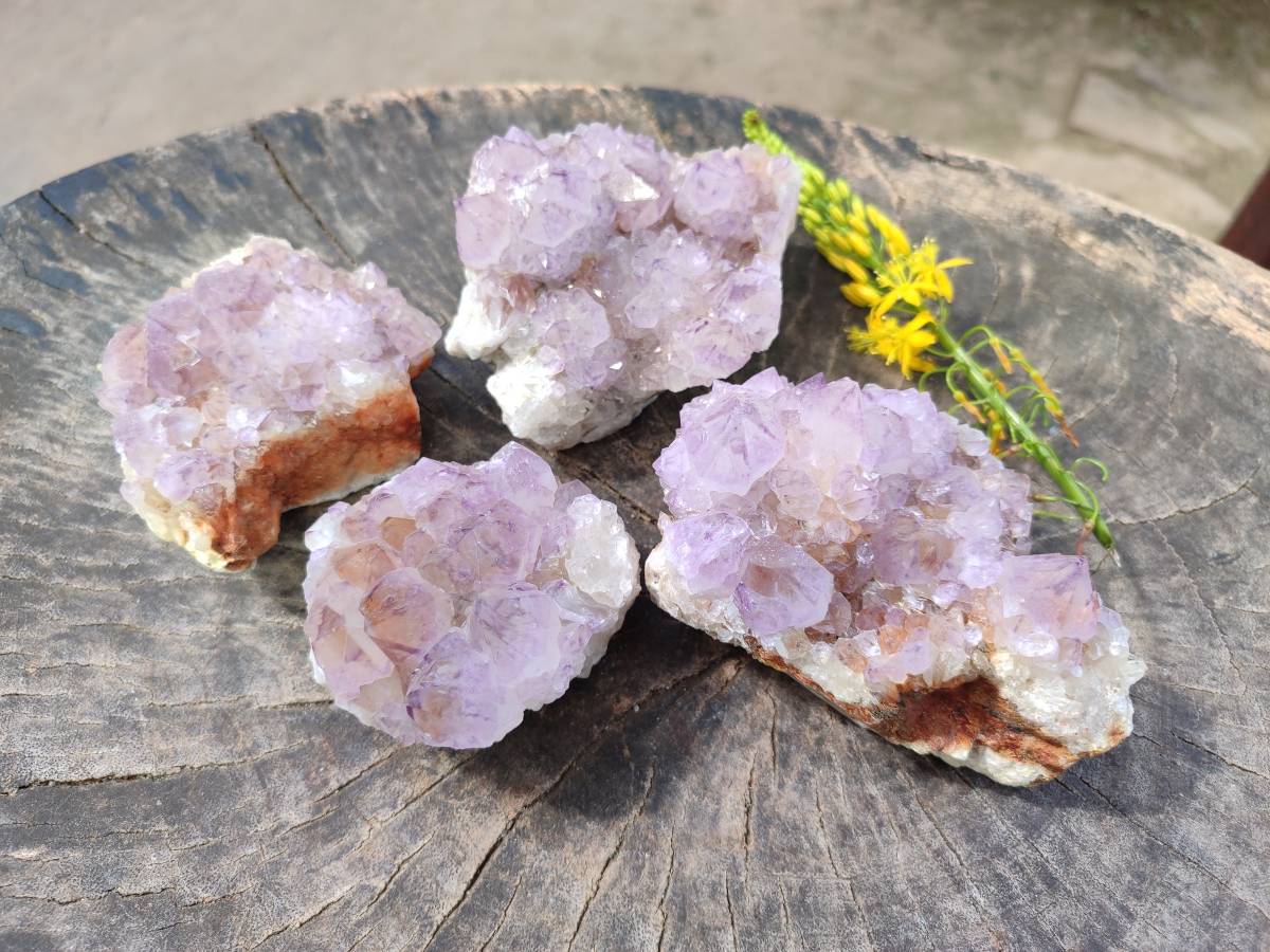 Natural Amethyst Spirit Quartz Clusters x 4 From Boekenhouthoek, South Africa - Toprock Gemstones and Minerals 