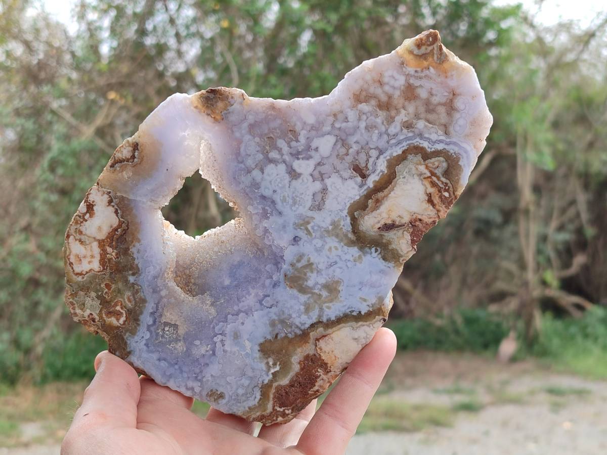 Polished On One Side Blue Lace Agate with Crazy Lace Slices x 4 From Namibia - Toprock Gemstones and Minerals 