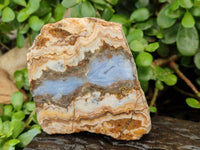 Polished On One Side Blue Lace Agate with Crazy Lace Slices x 4 From Namibia