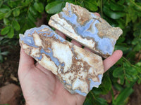Polished On One Side Blue Lace Agate with Crazy Lace Slices x 4 From Namibia
