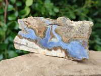 Polished On One Side Blue Lace Agate with Crazy Lace Slices x 4 From Namibia