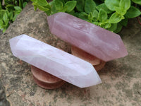 Polished Double Terminated Rose Quartz Points x 4 From Madagascar
