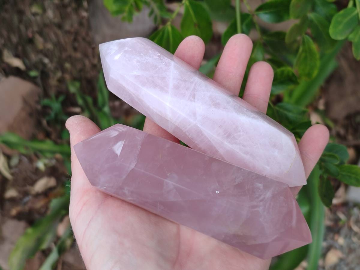 Polished Double Terminated Rose Quartz Points x 4 From Madagascar - Toprock Gemstones and Minerals 