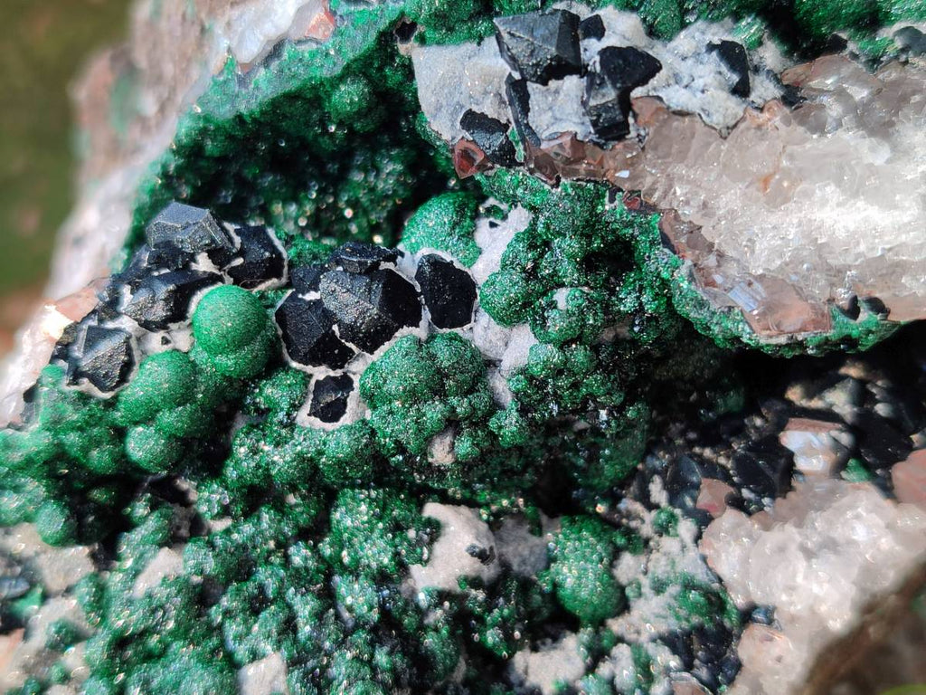 Natural Ball Malachite and Drusy Quartz On Dolomite Matrix Specimens x 2 From Kambove, Congo - Toprock Gemstones and Minerals 