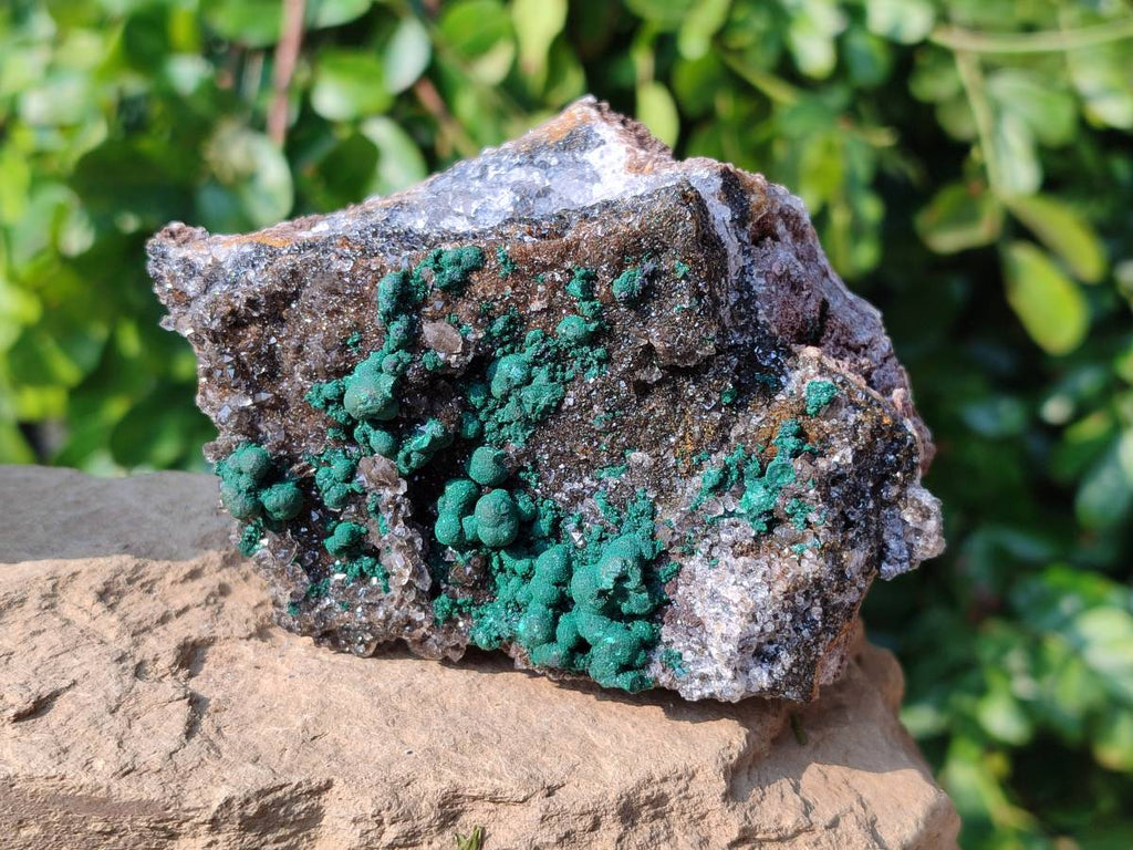 Natural Ball Malachite and Drusy Quartz On Dolomite Matrix Specimens x 2 From Kambove, Congo - Toprock Gemstones and Minerals 