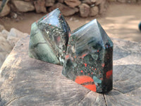 Polished Bloodstone Points x 3 From Swaziland