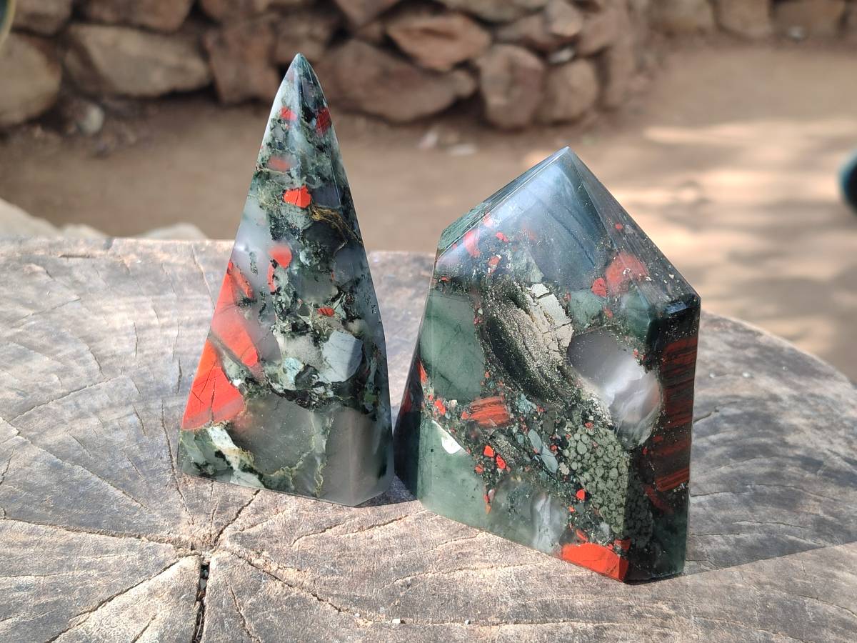 Polished Bloodstone Points x 3 From Swaziland - Toprock Gemstones and Minerals 