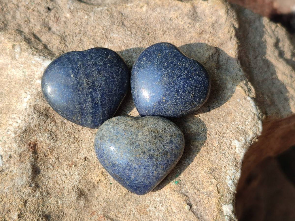 Polished Lazulite Hearts x 35 From Madagascar - Toprock Gemstones and Minerals 