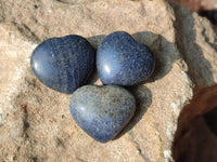 Polished Lazulite Hearts x 35 From Madagascar