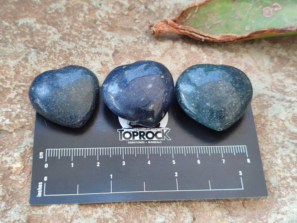 Polished Lazulite Hearts x 35 From Madagascar - Toprock Gemstones and Minerals 