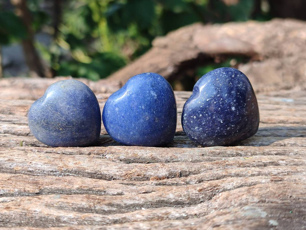 Polished Lazulite Hearts x 35 From Madagascar - Toprock Gemstones and Minerals 