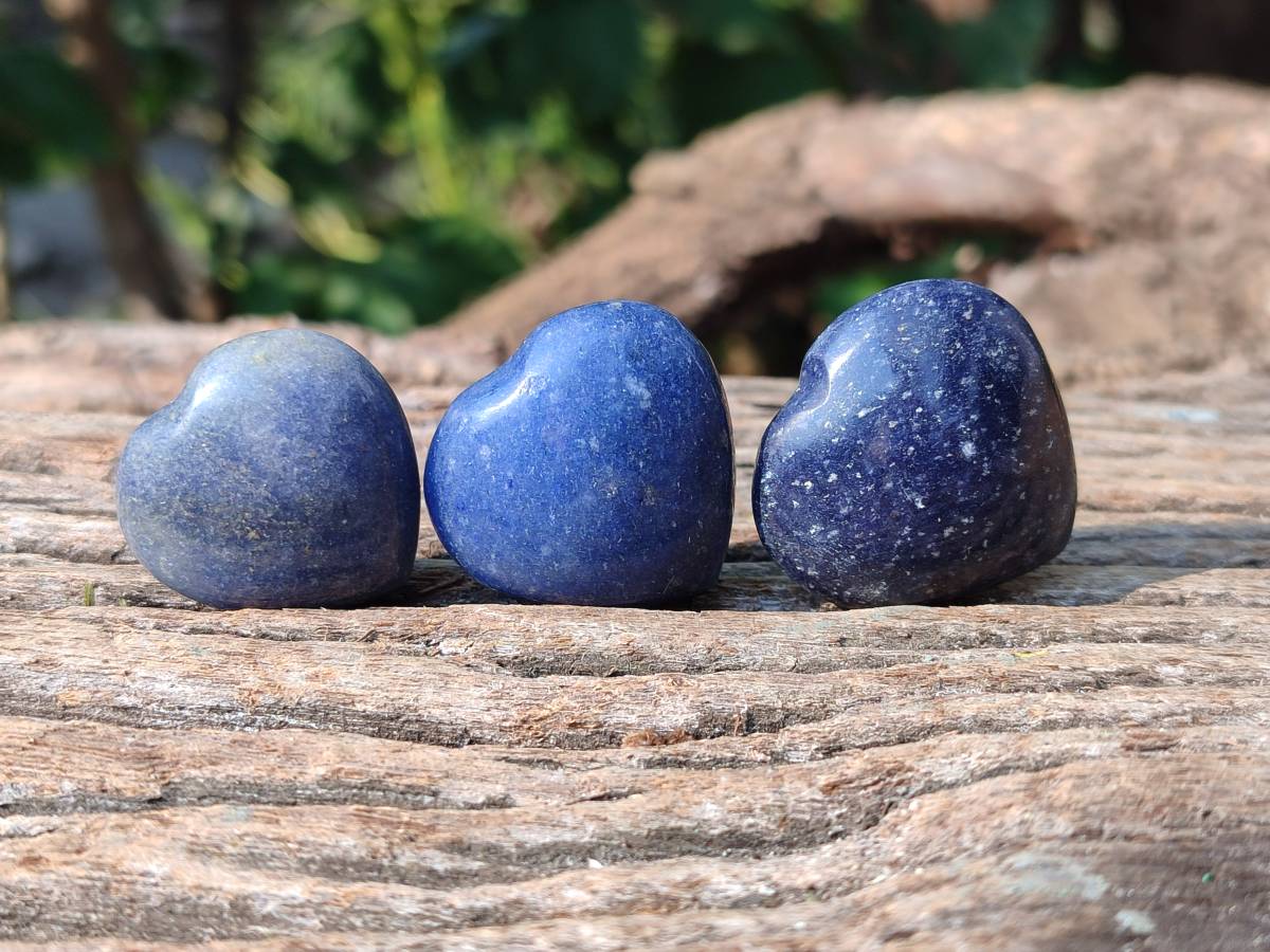 Polished Lazulite Hearts x 35 From Madagascar - Toprock Gemstones and Minerals 