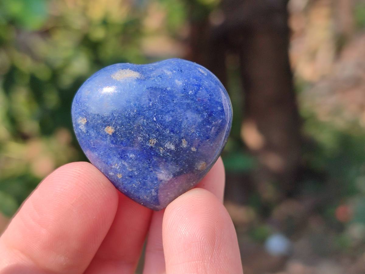 Polished Lazulite Hearts x 35 From Madagascar - Toprock Gemstones and Minerals 