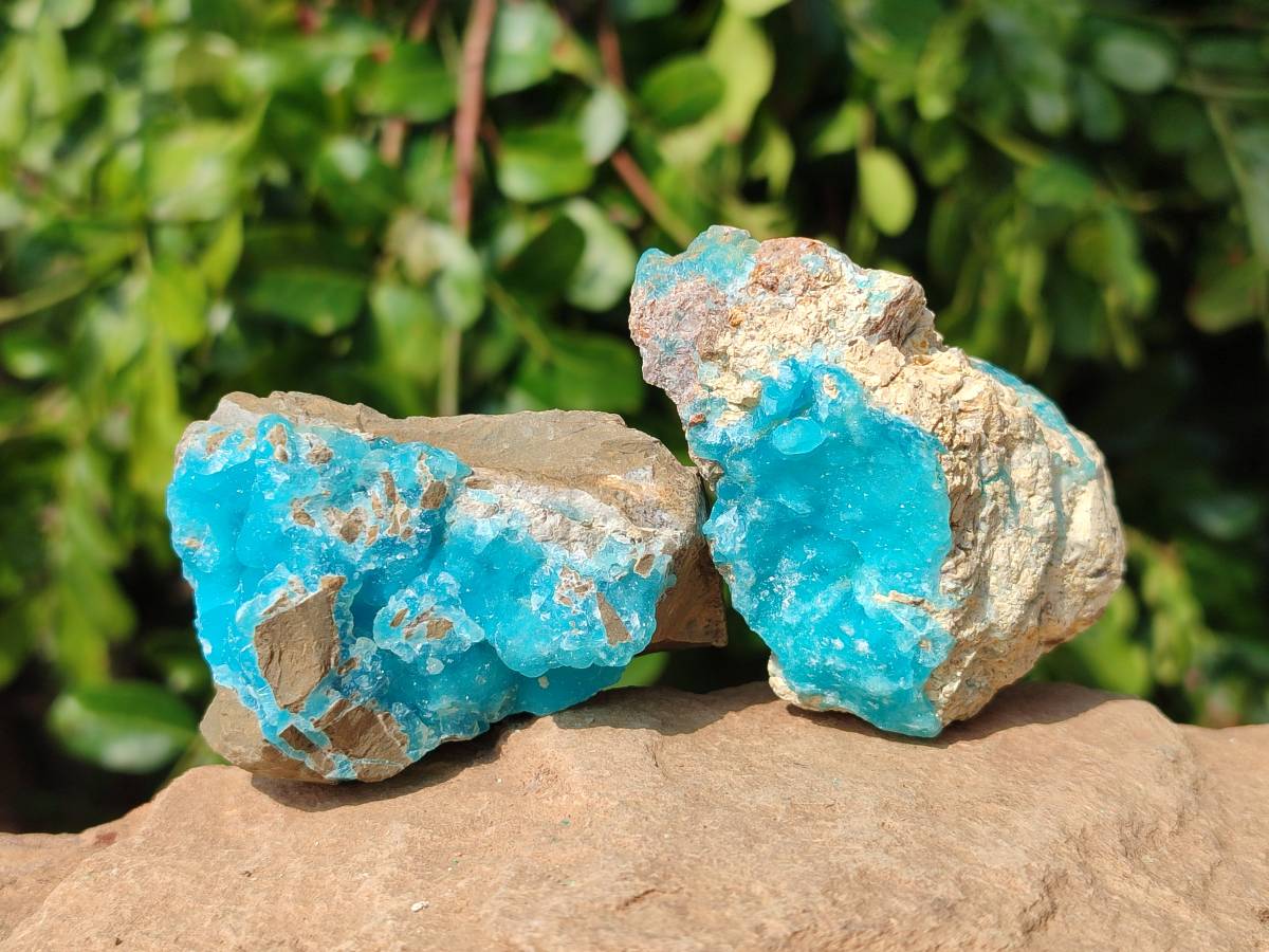 Natural Hemimorphite on Dolomite Specimens x 6 From Lupoto Mine, Congo - Toprock Gemstones and Minerals 