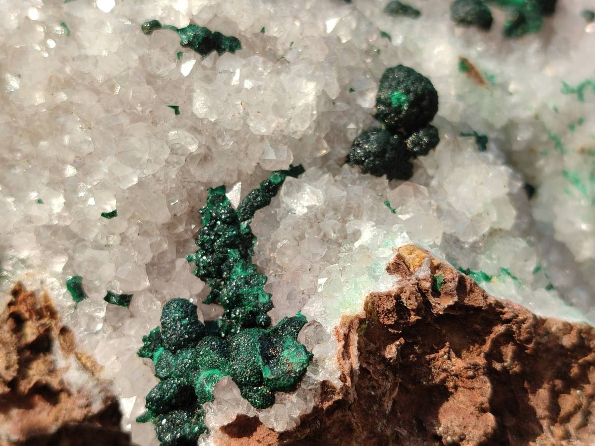 Natural Ball Malachite and Drusy Quartz On Dolomite Matrix Specimens x 1 From Kambove, Congo - Toprock Gemstones and Minerals 