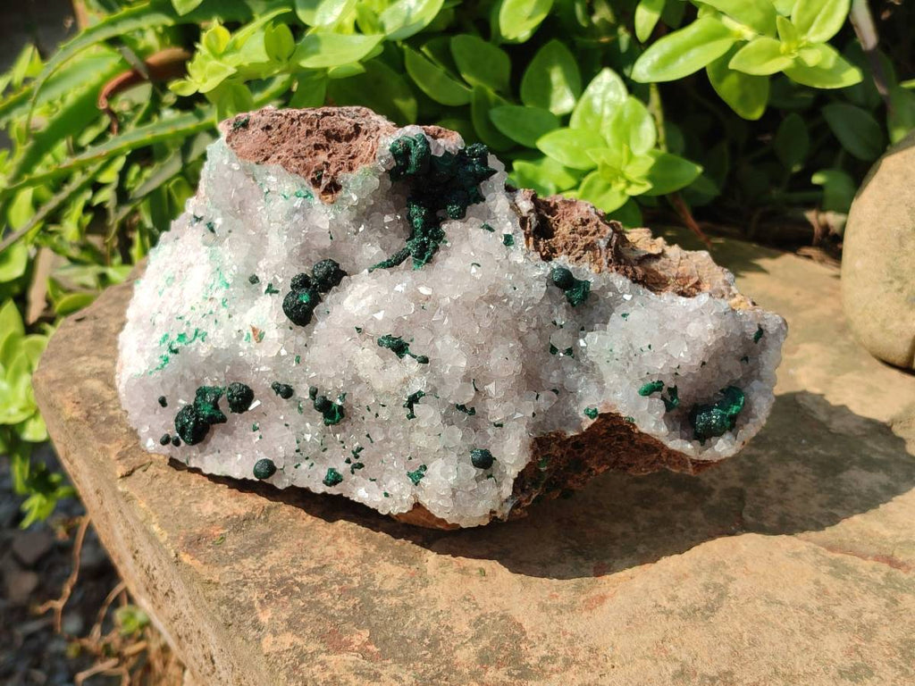 Natural Ball Malachite and Drusy Quartz On Dolomite Matrix Specimens x 1 From Kambove, Congo - Toprock Gemstones and Minerals 
