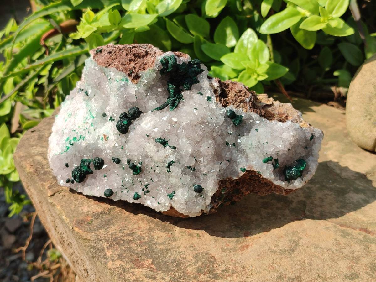 Natural Ball Malachite and Drusy Quartz On Dolomite Matrix Specimens x 1 From Kambove, Congo - Toprock Gemstones and Minerals 