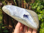 Polished Blue Lace Agate Standing Free Forms x 2 From Nsanje, Malawi - Toprock Gemstones and Minerals 