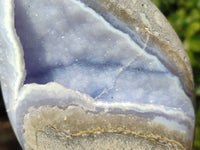 Polished Blue Lace Agate Standing Free Forms x 2 From Nsanje, Malawi