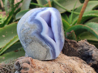 Polished Blue Lace Agate Standing Free Forms x 2 From Nsanje, Malawi