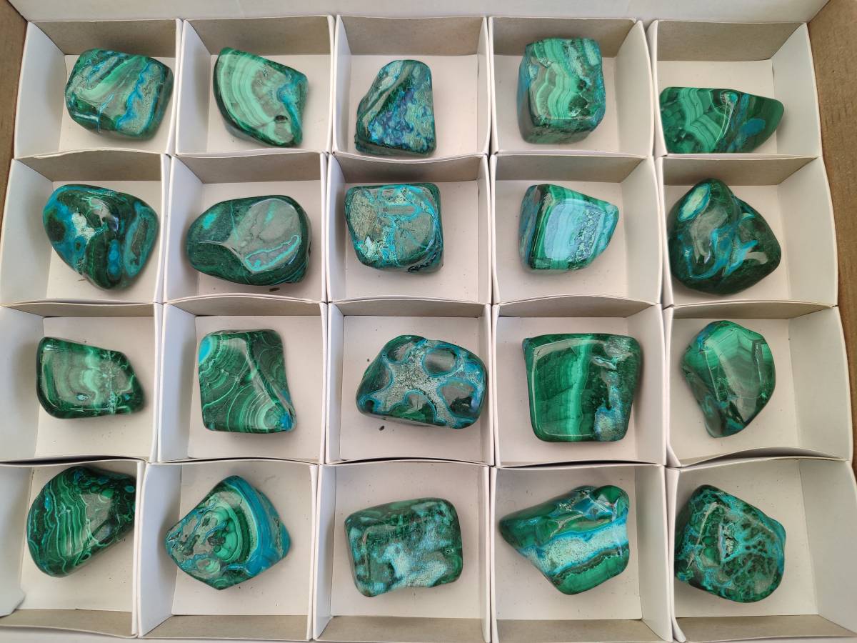 Polished Malacolla Free Forms x 20 From Kalukundi Mine, Congo - Toprock Gemstones and Minerals 