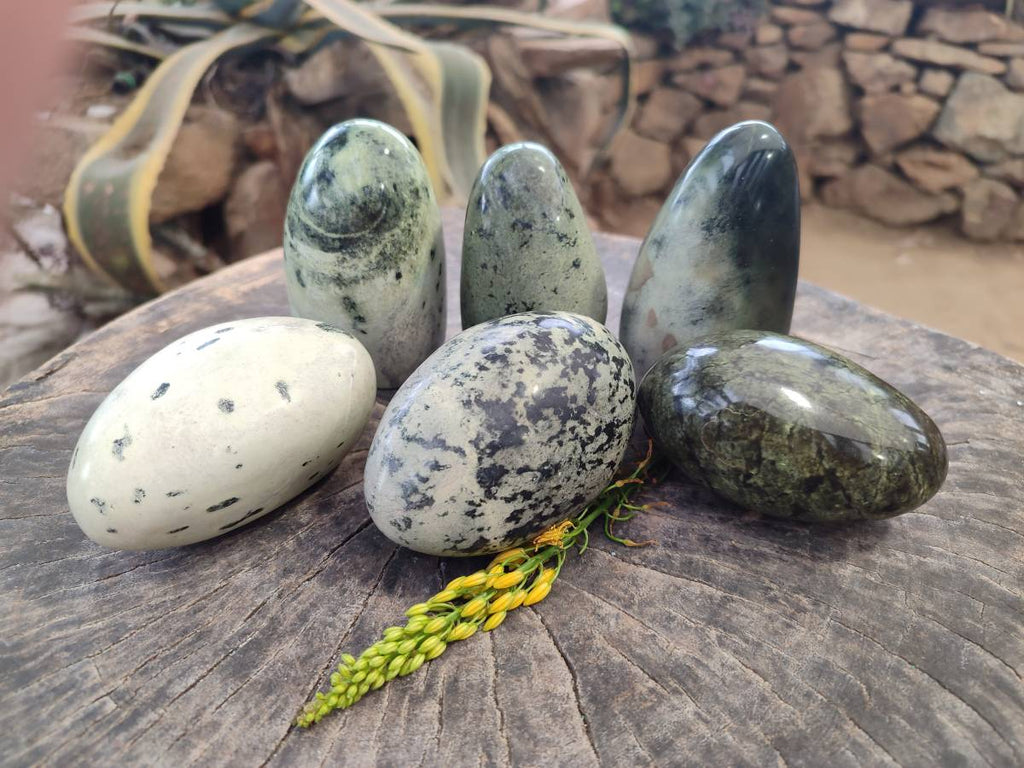 Polished Leopard Stone Standing Free Form, Free Form x 6 From Zimbabwe - Toprock Gemstones and Minerals 