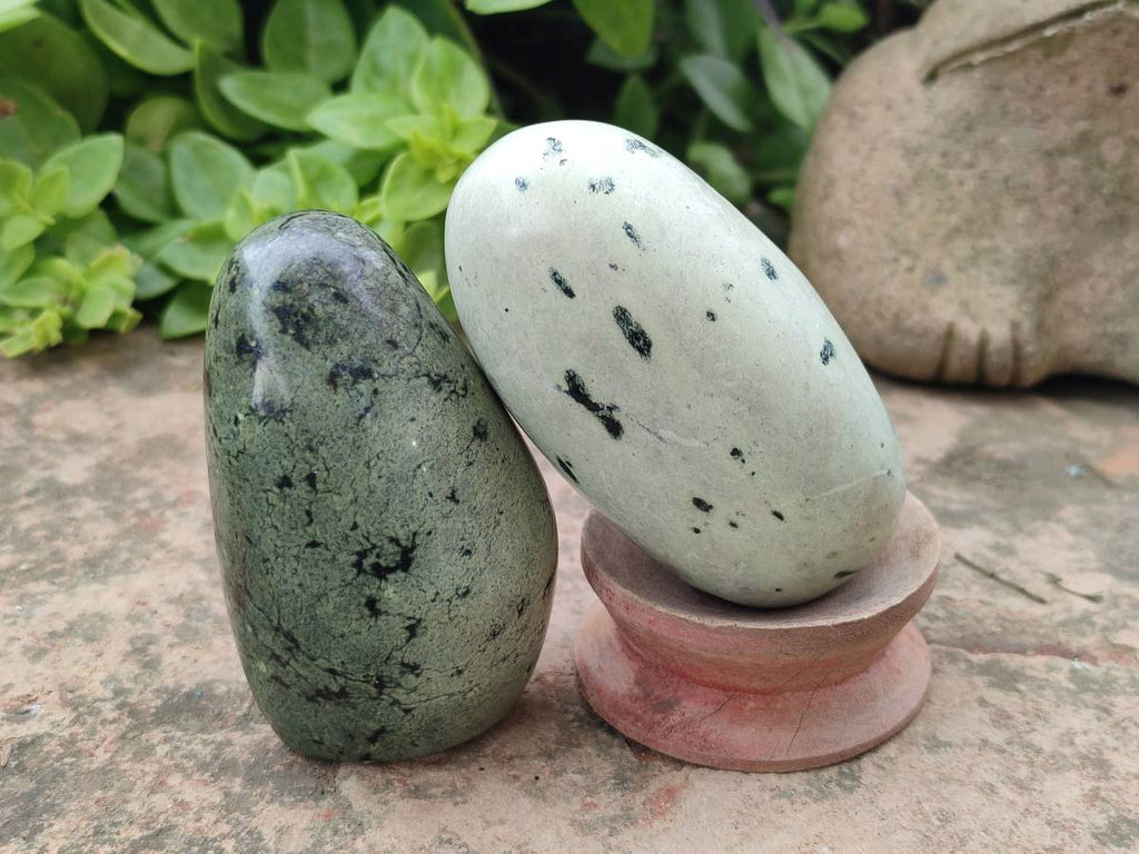 Polished Leopard Stone Standing Free Form, Free Form x 6 From Zimbabwe - Toprock Gemstones and Minerals 