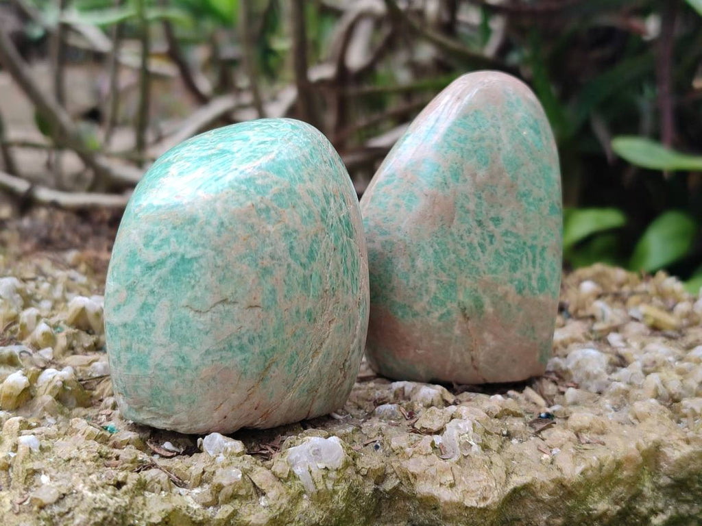 Polished Amazonite Standing Free Forms x 12 From Zimbabwe - Toprock Gemstones and Minerals 